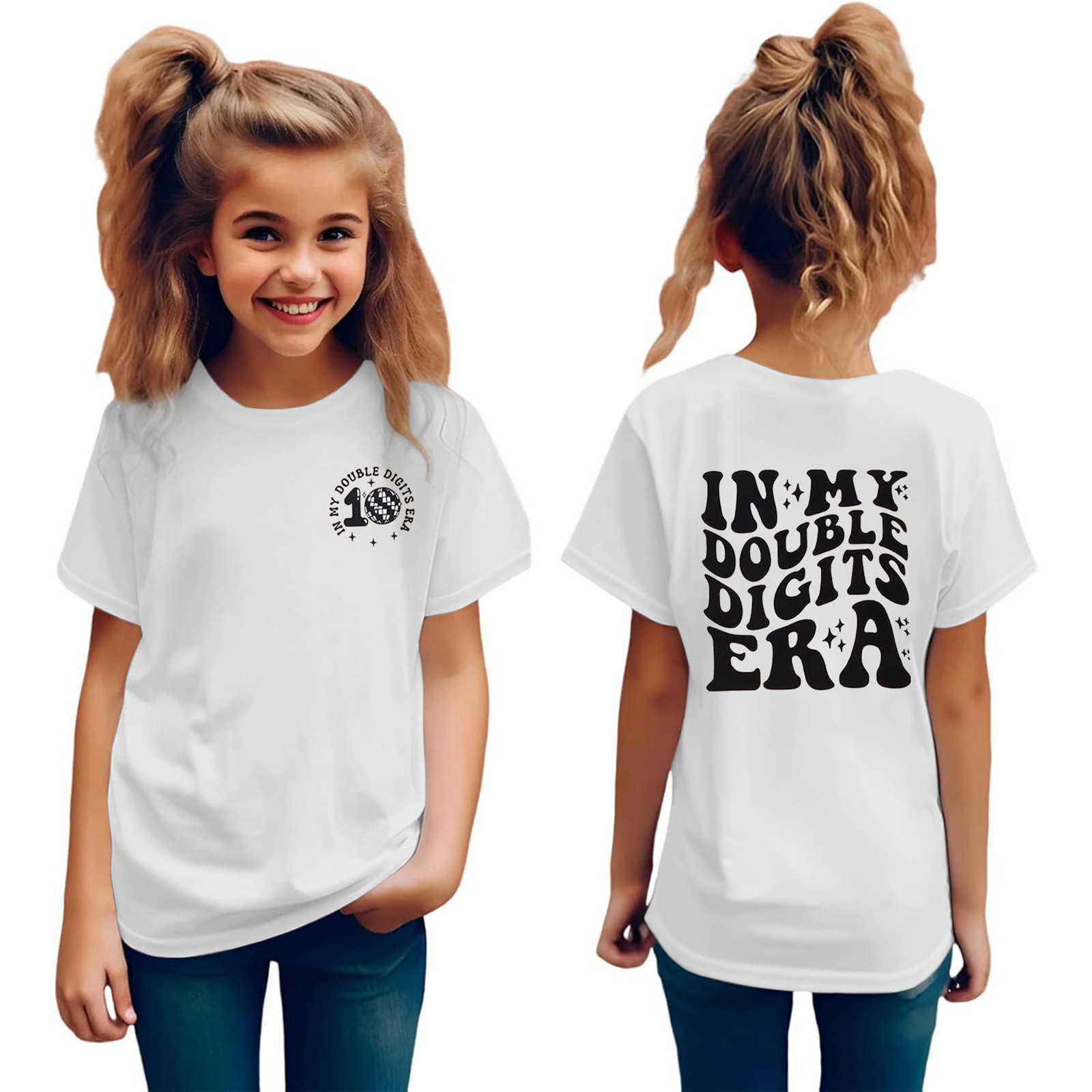 T Shirts for Girls Cotton Kids in My Double Digits Birthday Girl Shirt 10 Year Old 10Th Birthday Girls T Shirt Girls Ten Birthday Party Tee Tops